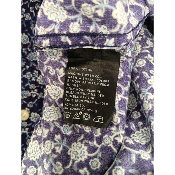 Nautica Men's Classic Allover Floral Button-Up Pocket Long Sleeve Shirt Navy L - Picture 6 of 6